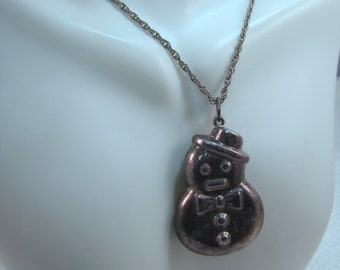 Sterling Snowman Pendant and Sterling Chain