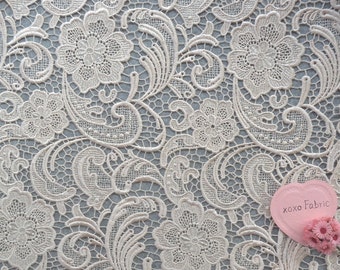 Champagne Lace Fabric ,3D florals hollowed embroidery wedding bridal lace fashion desgin