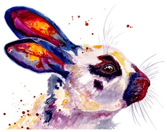 5x7 Bunny Rabbit Watercolor Painting Fine Art Print Watercolor Rabbit Print Bunny Print Rabbit Painting Bunny Painting Rabbit Art