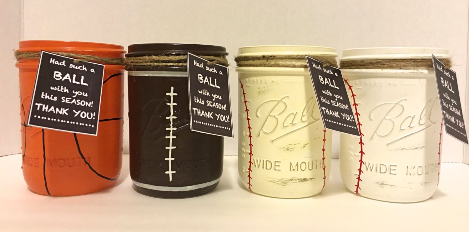 Baseball Mason Jar Baseball Coach Gift Hand Painted Baseball