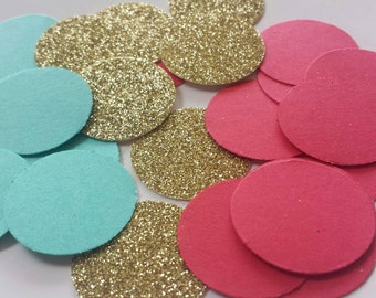 Red Aqua Gold Table Decor Confetti Perfect colors for Elena of Avalor birthday party!