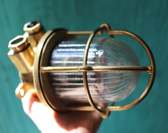 Brass Lantern Glass, Nautical, Beach Decor, Vintage Restored by SEASTYLE