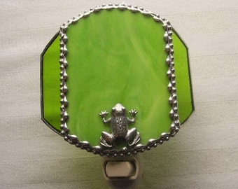 Stained Glass Nightlight|Frog Nightlight|Frog|Lime Green|Home & Living|Lighting|Night Lights|Handcrafted|Made in USA