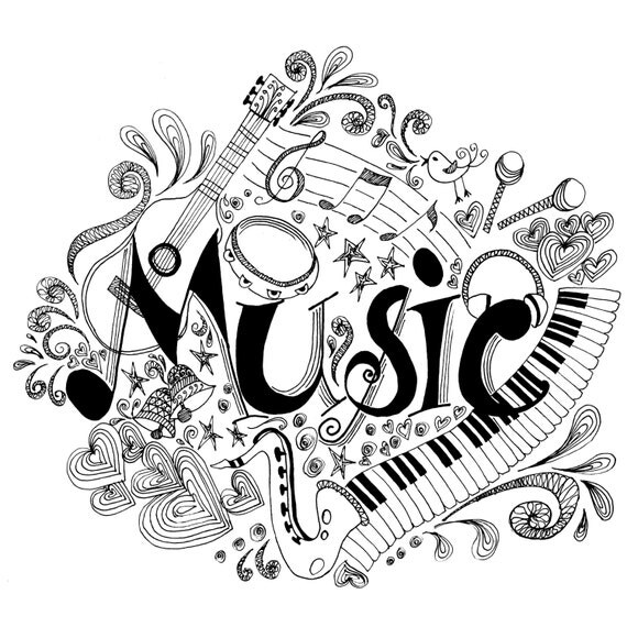 Adult Coloring Pages Musical Themes 1