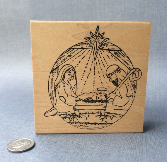 Nativity Scene Rubber Stamp
