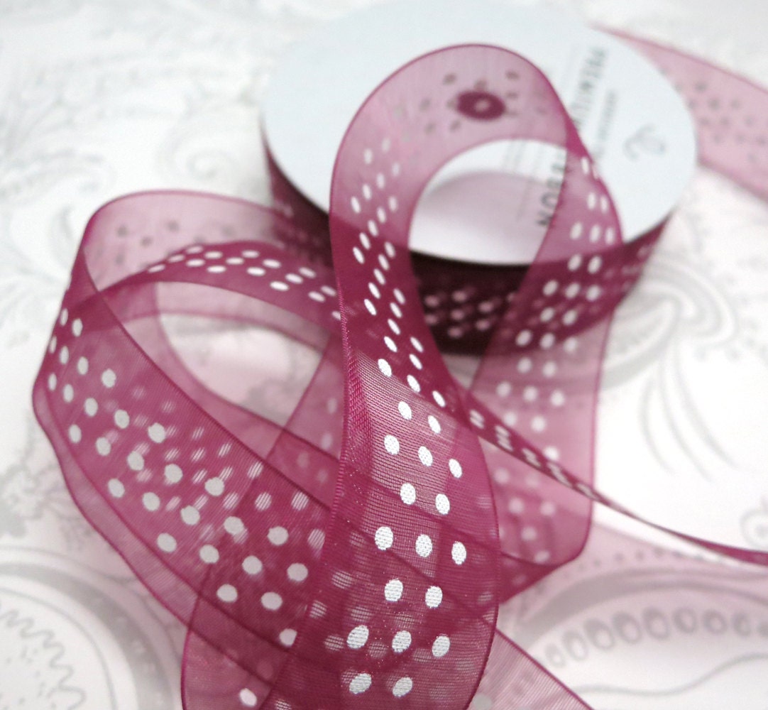 Merlot Organza Swiss Dot Ribbon 3/4 3 yards American Crafts
