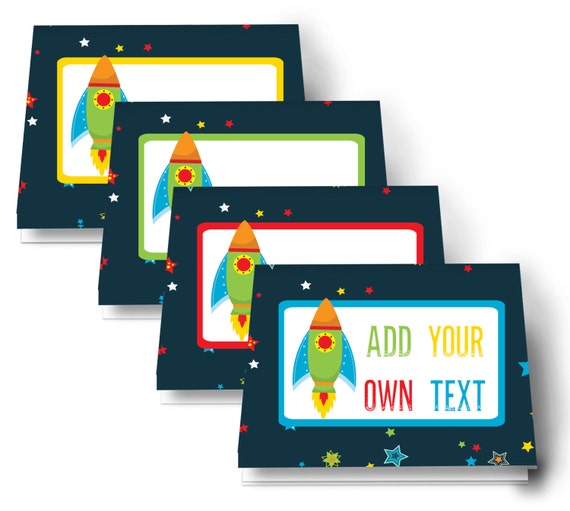 space party table tags birthday printable instant download rocket ship