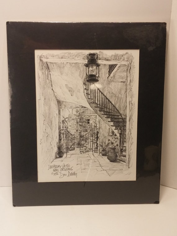 Don Davey Demarchy Patio New Orleans Print 1976 Black