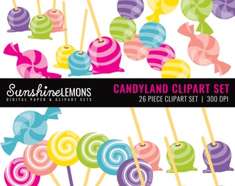 Candy Land Clipart - Candy Clipart Set - Sweet Clipart Set - Set of 26 - COMMERCIAL USE Read Terms Below