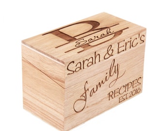 Monogrammed Personalized Recipe Box Custom Family Recipe Box Wood Box