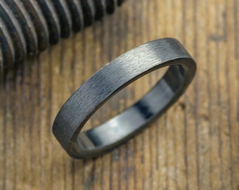 4mm Mens Wedding Band, Rhodium Plated