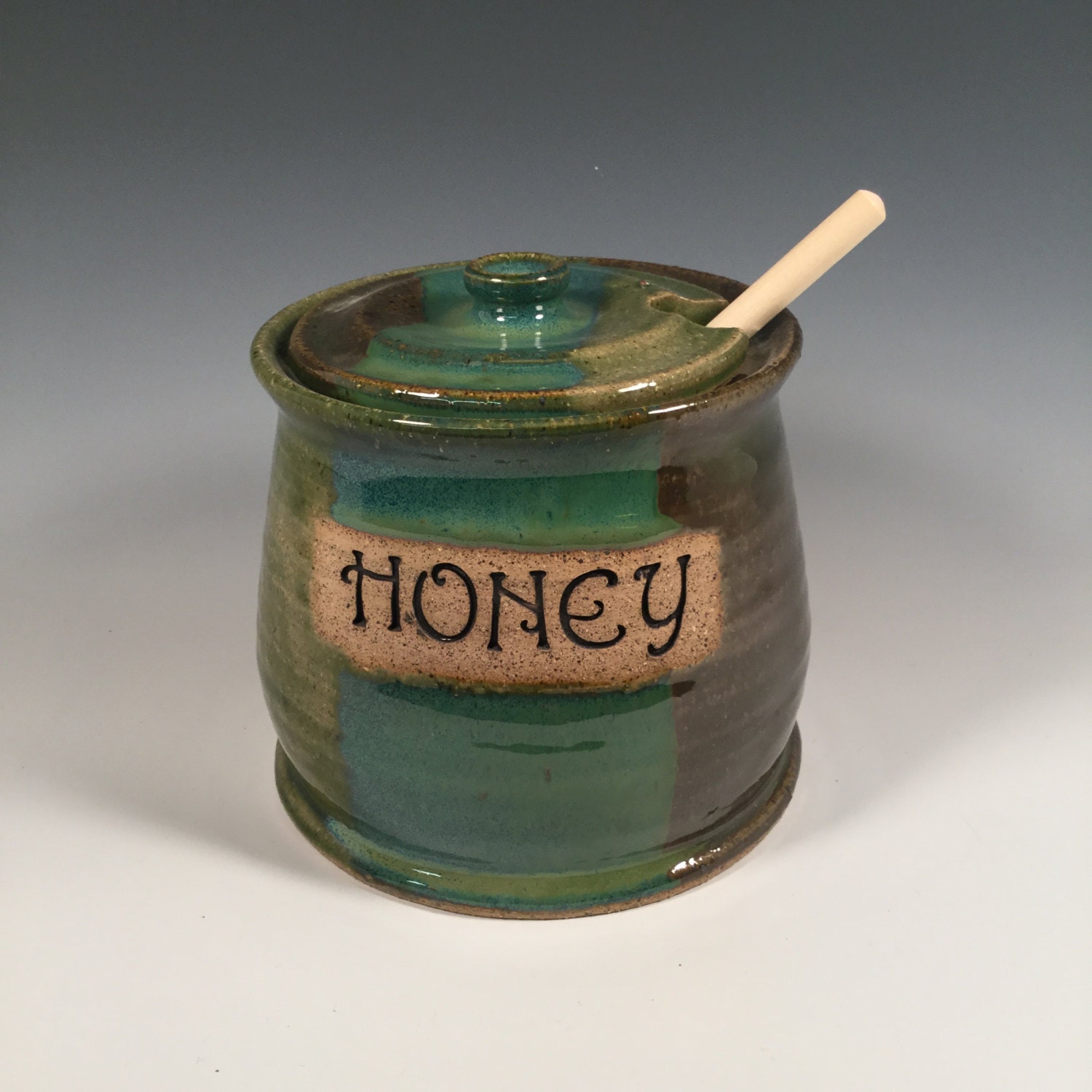 Honey Pot honey Jar Kitchen Storage Ocean Green ready
