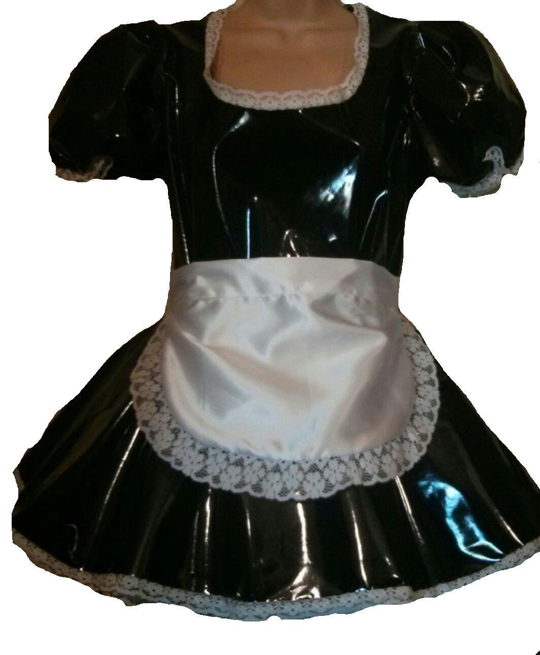 Lace edged PVC French Maid's Dress with by koolieskreations