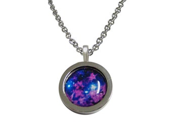 Bordered Bright Nebula Cloud Pendant Necklace