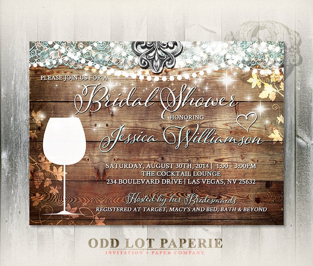 Rustic Bridal Shower Invitation Vineyard Wedding by OddLotPaperie