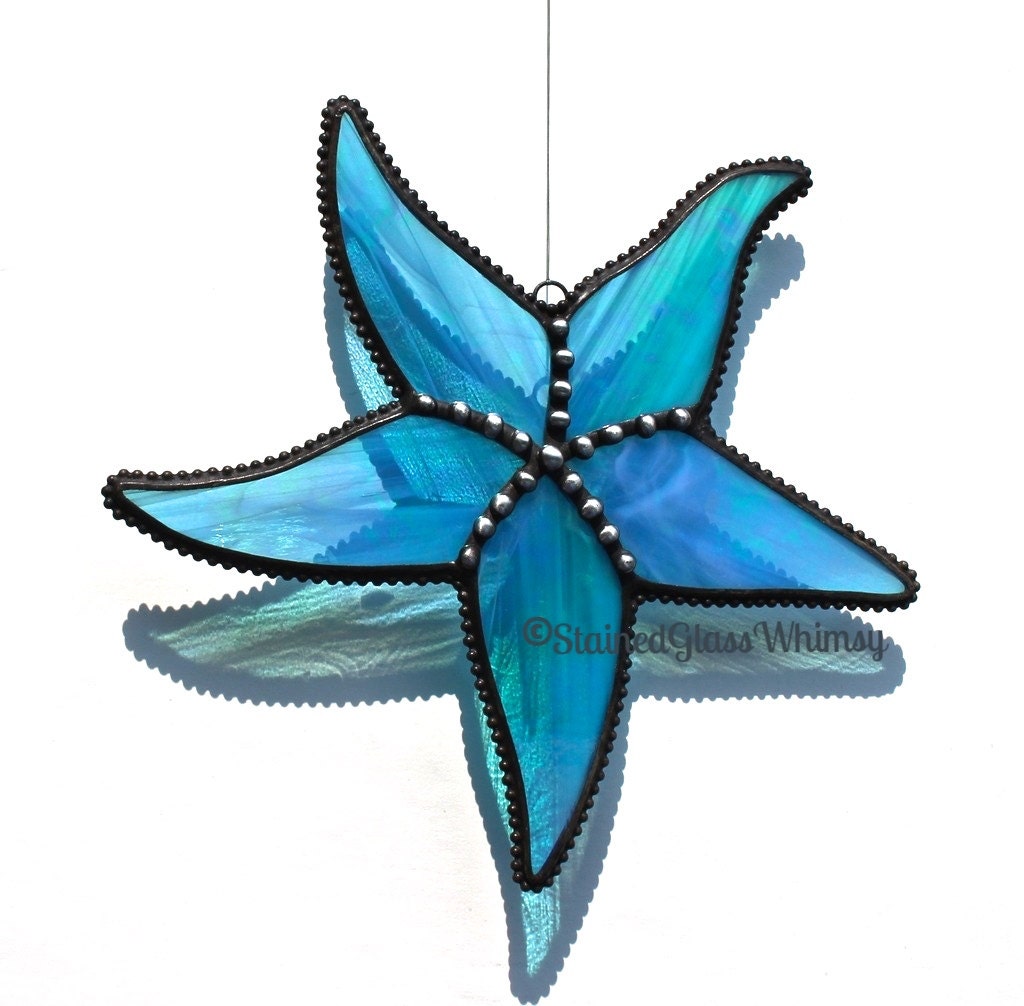 Stained Glass STARFISH Suncatcher Wispy by StainedGlassWhimsy
