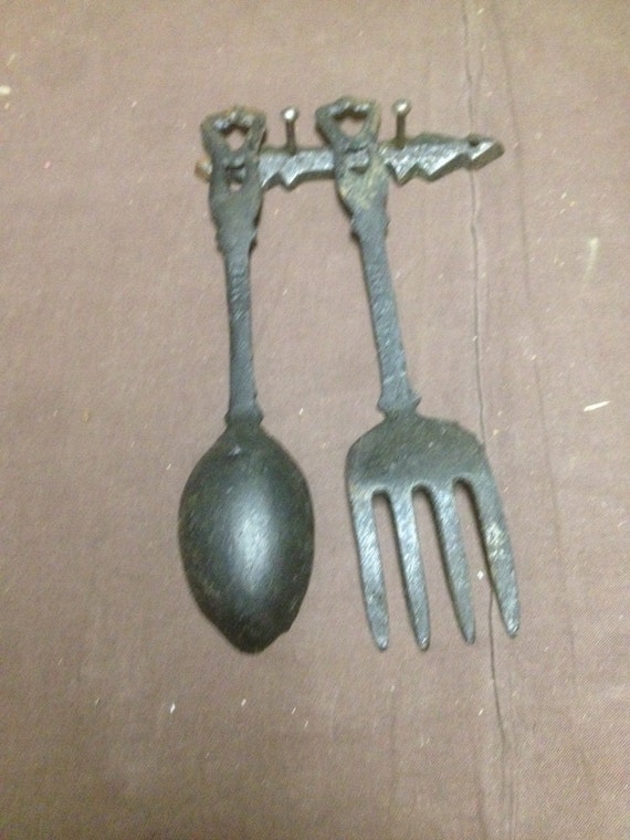 Rusty spoon and folk set/ Rusty folk art by ArtByNatureUpNorth