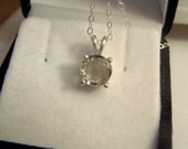 Green Amethyst Prasiolite Gemstone Solitaire Pendant Sterling Silver Necklace Artisan Altered Authentic Vintage Green Amethyst Prasiolite Gemstone Solitaire Pendant Sterling Silver Necklace Artisan Altered Authentic Vintage