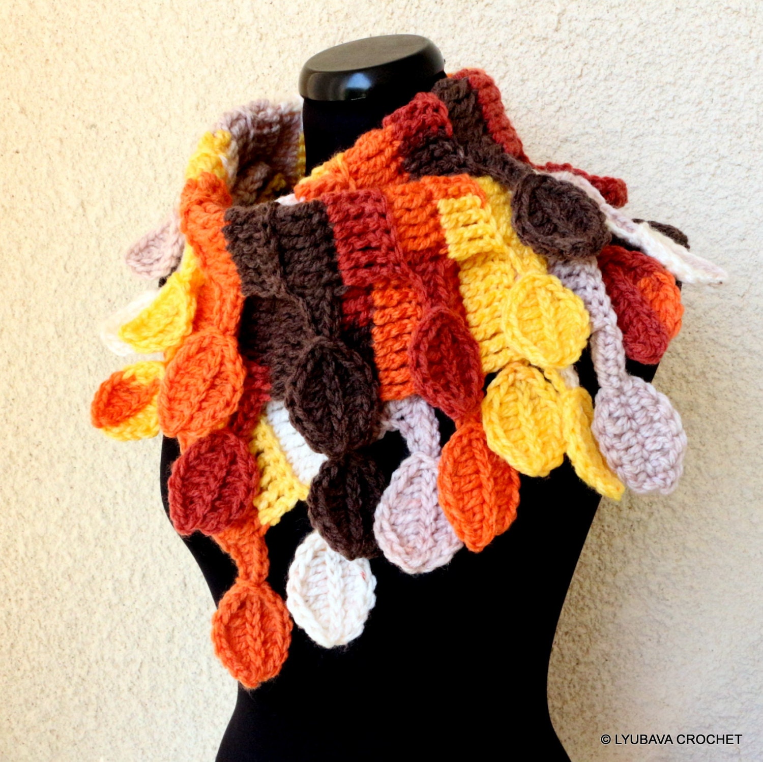 Crochet Scarf PATTERN Autumn Leaves Scarf DIY Scarf Fall