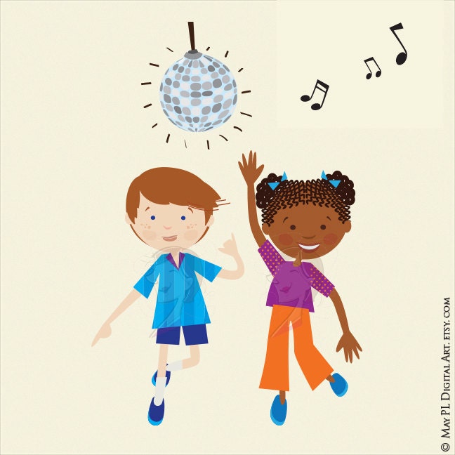 Dance Clipart Disco Kids Party Children Boy Girl Dancing Cute