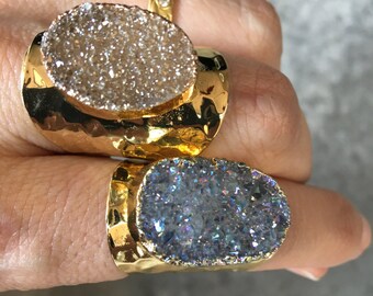 Quartz Druzy Rings