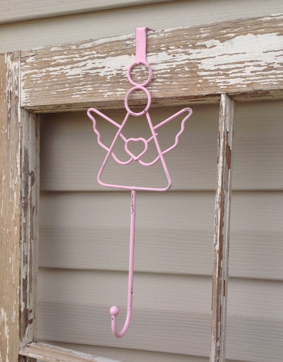 Metal Angel Wreath Hanger / Pink Over the Door Hanger