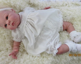 Reborn silicone baby dress set, embroidered roses for 21-22 inch doll CLOTHING ONLY!