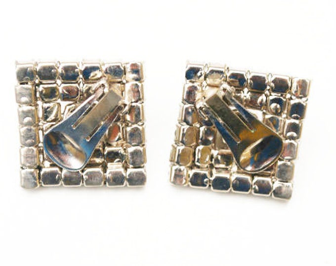 Square Rhinestone Earrings clip on