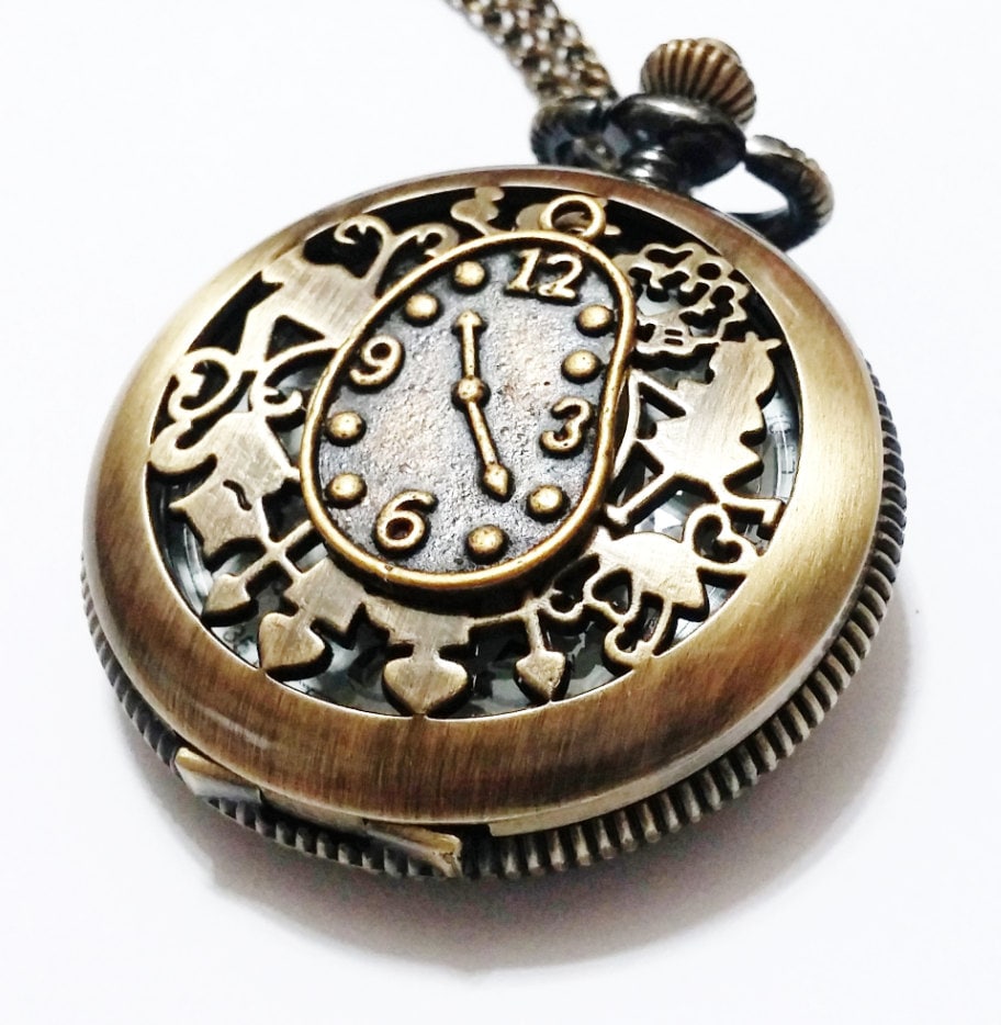 Alice in Wonderland Backwards Clock Pocket Watch Clock
