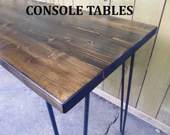 Console table, Hall table, Sofa table, hairpin legs OR straight rod legs, reclaimed wood, made to order