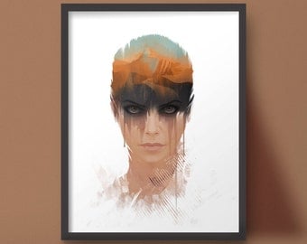 Furiosa Portrait Art Print Mad Max Fury Road Post Apocalytic Design