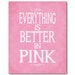 Everything is better in pink quote Typography wall art print