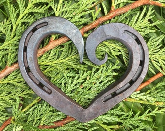 Horseshoe Heart . Iron Anniversary Gift . Wedding gift . half and half curl Iron Heart . Steel Anniversary Gift .