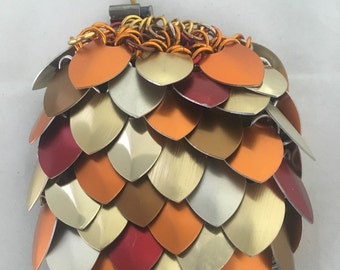 Authentic Fall Mix Modern Scale Maille (Scalemaille) Pouch/ Dice Bag includes small protective pouch. Many colors available.