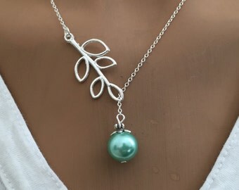 lariat style necklace - pearl necklace - gift