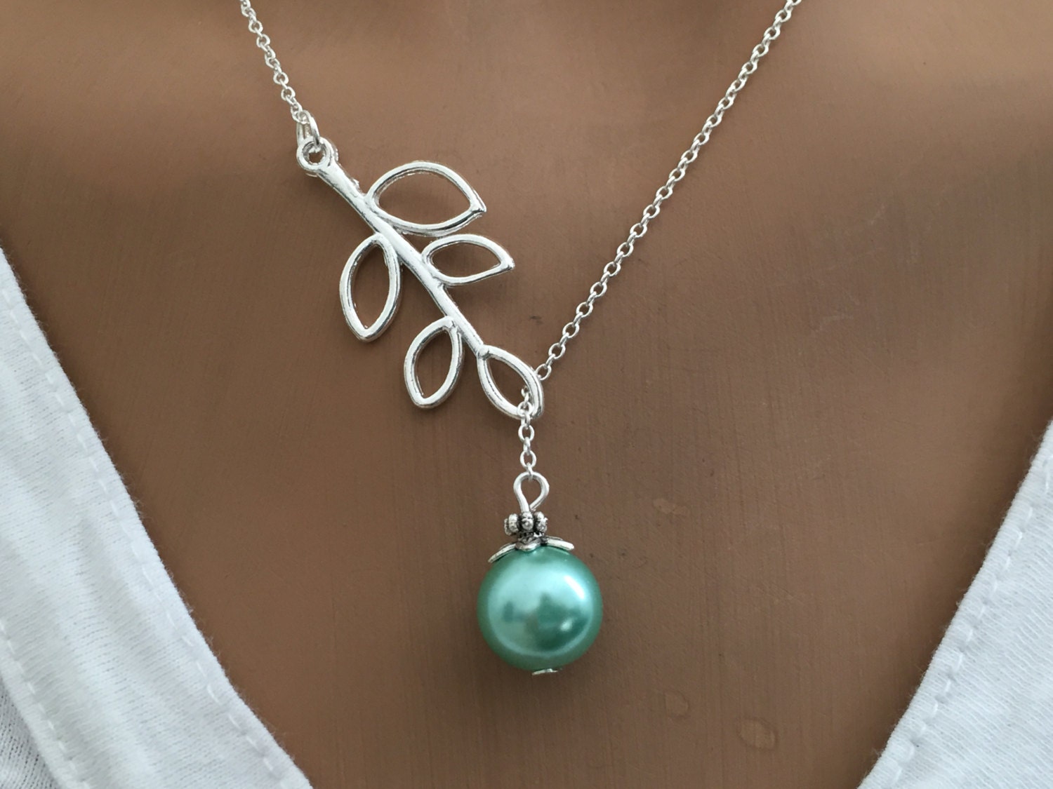 lariat style necklace pearl necklace gift