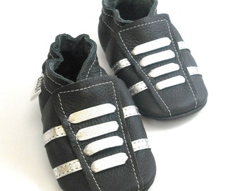 soft sole baby shoes leather infant sport black silver 2 3 bebes garcon fille cuir souple chaussons Krabbelschuhe porter ebooba SP-35-B-T-5