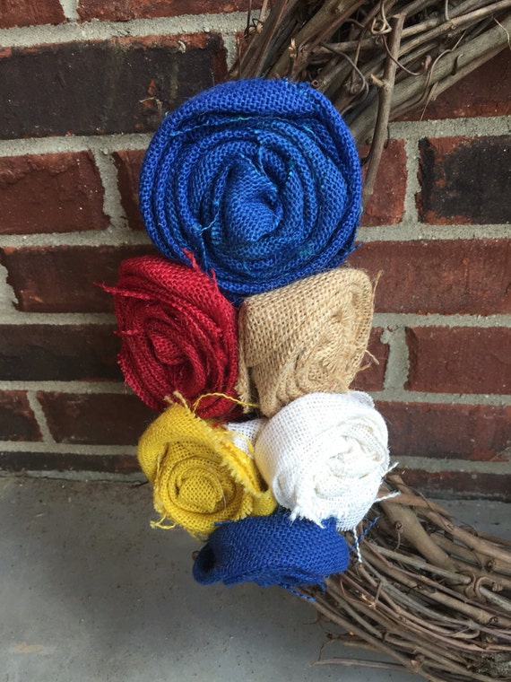 Kansas Jayhawks Rock Chalk Jayhawk Burlap Wreath