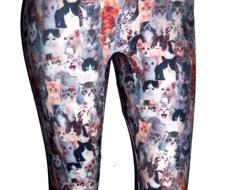 Kitten Leggings, Cat Leggings, Printed Leggings, Yoga Pants, Running Pants, Leggings