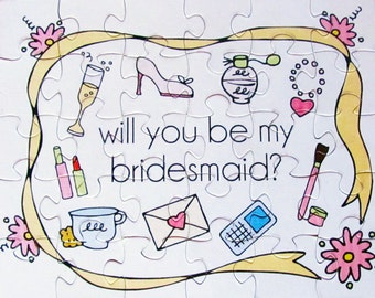 SALE Will you be in my Wedding? Will you be my Bridesmaid, Maid of Honor, Flower Girl? Set of 6 Puzzles 8x10 inches. Bridesmaid invitation