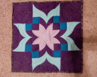 Purple and Aqua Quillted Table Runner