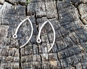 1 Pair 925 Sterling Silver Hammered 21g Fancy 19.5mm Long Earwires Made in Usa