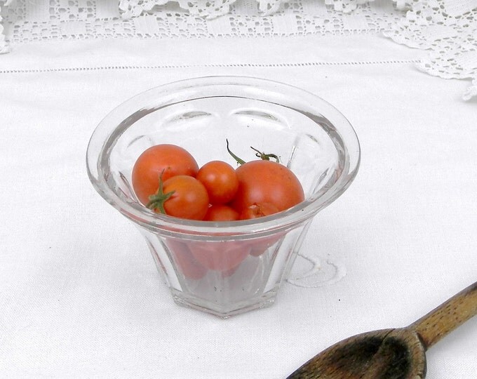 Antique French Thick Glass Traditional Tapered Faceted Glass Jam Jar, French Country Decor, Shabby Chic, Chateau Decor, Kitchen, Jelly Pot