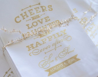 Metallic Gold WEDDING Favor Bags, Treat Bags, Candy Bags, Personalized Wedding