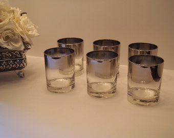 Silver Fade Low Ball Crystal Glasses Set of Six