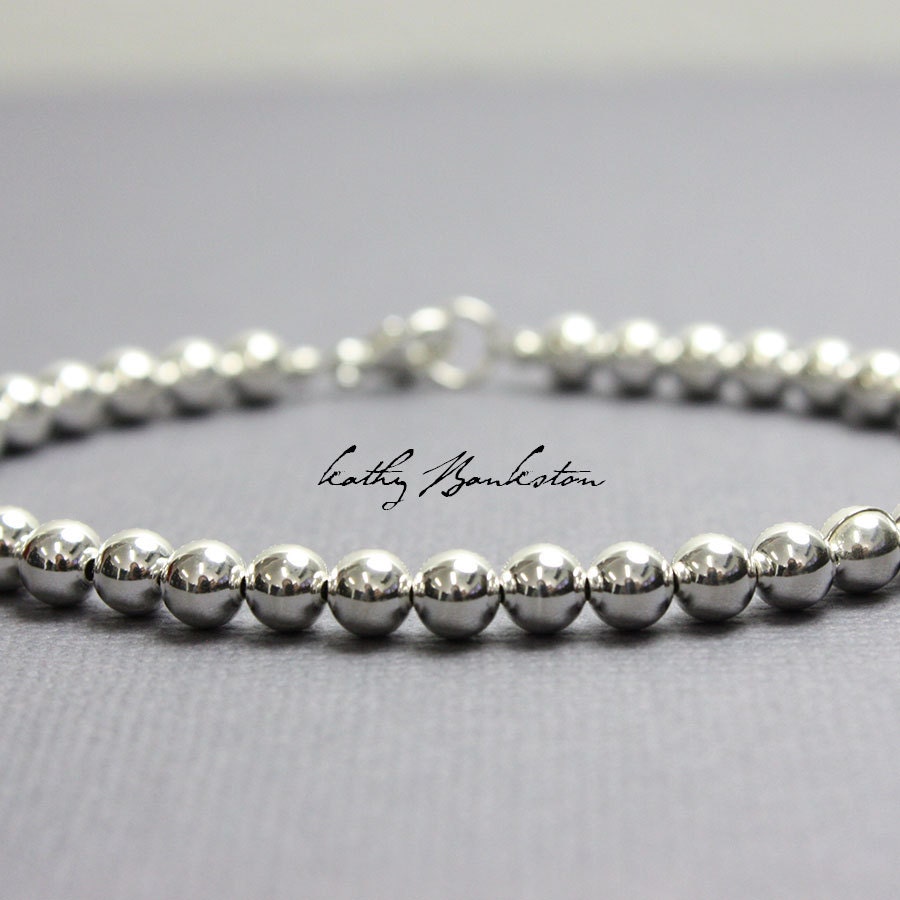 Silver Bead Bracelet 5 Mm Sterling Silver Bracelet Silver