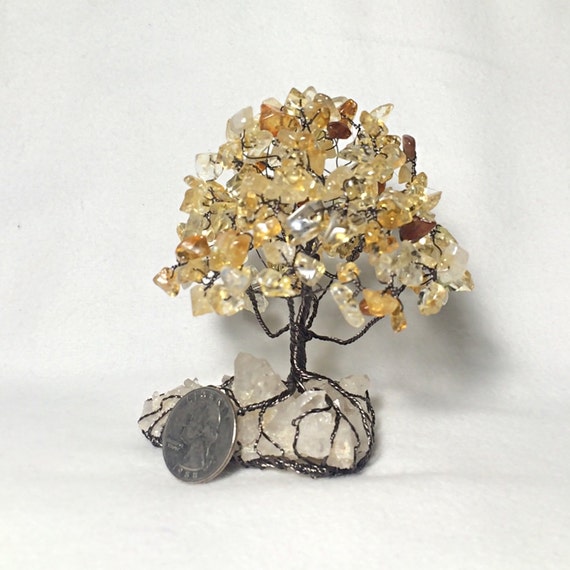 Citrine Tree Of Life Statue Nature Inspired Wire Art Alter