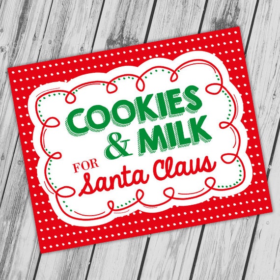 Cookies and Milk for Santa Sign Christmas Printable Decor