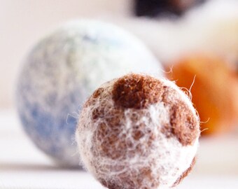 Earth's Moon, Outer Space, Needle Felted Moon, Wool Moon, Solar System, Full Moon for small or large Solar System Set. by wooly topic