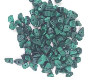 Malachite Chip Beads, Green, Size: about 5~9mm, Gemstone, Nuggets, 130pcs